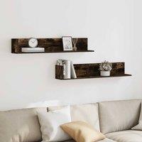 Berkfield Home Decorative Wall Shelves 2 pcs Smoked Oak 100x16.5x16.5 cm Enginee in Brown