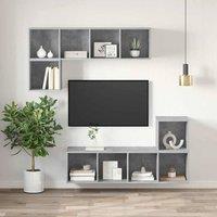 Berkfield Home Practical Wall-mounted TV Cabinet Concrete Grey 37x37x107 cm Engi | Size: 37 x 37 x 107 cm