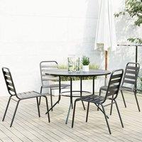 Berkfield Home Stackable Garden Chair Set 5 pcs Anthracite Powder-coated Steel in Black