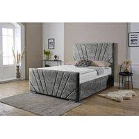 Furniture 786 Fiji Sunrise Chenille Fabric Upholstered Double 4.6Feet Bed in Silver