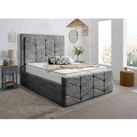 Furniture 786 Lancaster Chenille Fabric Uplholstered King 5Feet Bed in Silver