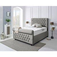 Furniture 786 Mlebourne Plush velvet Upholstered King 5Feet Bed in Silver