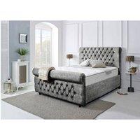 Furniture 786 Mlebourne Chenille Fabric Upholstered Double 4.6Feet Bed in Silver