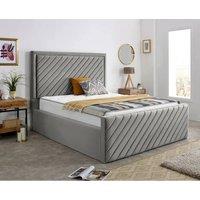 Furniture 786 Oxfored Plush Velvet Upholstered Single 3Feet Bed in Silver