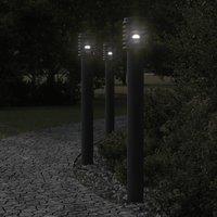 Berkfield Home Outdoor Floor Lamps with Outlet 3pcs Black 110cm Stainless Steel