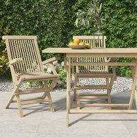 Berkfield Home Folding Garden Chairs 2 pcs Grey 56x61x89 cm Solid Wood Teak in Brown | Size: 56 x 61 x 89 cm