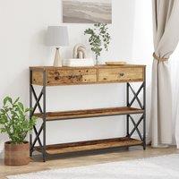 Berkfield Home Console Table Old Wood 100x28x75 cm Engineered Wood & Steel in Brown | Size: 100 x 28 x 75 cm