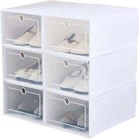 Hinsinc 12x White Plastic Shoe Storage Boxes Stackable Foldable Organiser