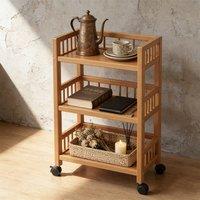 Ventryn 3 Tier Rolling Storage Trolley on Wheels Kitchen Bathroom in Light Oak