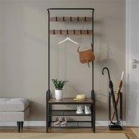 Kelvenix Entryway Hallway Coat Hanger Hooks Stand, Storage Display Rack in Black