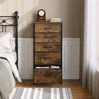 EONLION Vintage Chest of Drawers Tall Bedside Cabinet Bedroom Storage in Brown