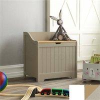 Kelvenix Grey Wooden Toy Storage Box, Toys Childrens Nursery Bedroom Chest