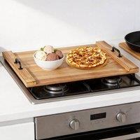 Ventryn Multi-Functional Cutting Board Serving Tray for Glass Stovetops in Brown