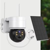 Ventryn Solar Powered PTZ WiFi IP Security Camera 360 Degree Wireless in White
