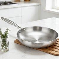 Ventryn 316 Stainless Steel Frying Pan Non Stick Uncoated Kitchen in Silver
