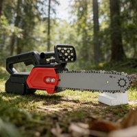 Ventryn 16 Inch Cordless Chainsaw Handheld Wood Cutter 2 Batteries in Dark Red