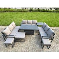 Fimous Aluminum Modern Patio Conversation Set with Lifting Table, Side Table in Dark Grey