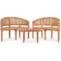 Berkfield Home 3 Piece Banana Garden Lounge Set Solid Teak Wood in Brown
