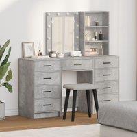 Berkfield Home 3-Piece Dressing Table Set with LED - Concrete Grey Engineered Wood