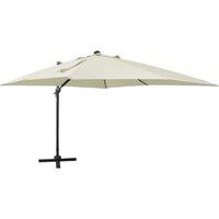 Berkfield Home Cantilever Umbrella with Pole & LED Lights Sand 300 cm in Beige