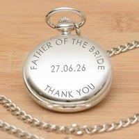Uniqueful Men's Personalised Father of the Bride Silver Finish Pocket Watch for Dad
