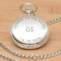 Uniqueful Men's Personalised Wedding Party Silver Finish Pocket Watch for Dad Wedding