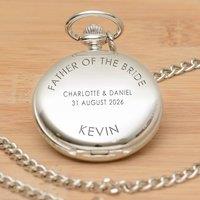 Uniqueful Men's Personalised Wedding Party Silver Finish Pocket Watch for Dad
