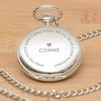 Uniqueful Men's Personalised We Will Br Mr & Mrs Silver Finish Pocket Watch Wedding