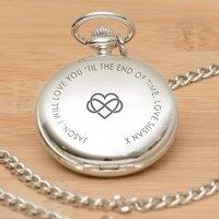 Uniqueful Men's Personalised Til The End Silver Finish Pocket Watch Anniversary