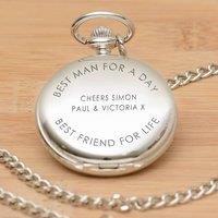 Uniqueful Men's Personalised Best For A Day Silver Finish Pocket Watch Friend Gift