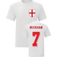 England Men's Mens David Beckham National Hero Tee in White | Size: Medium