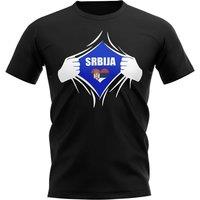 Serbia Men's Mens Chest Badge T-Shirt in Black | Size: 2XL