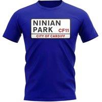 Cardiff City Men's Mens Cardiff Ninian Park Street Sign T-Shirt in Blue | Size: Medium