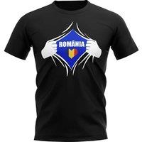 Romania Men's Mens Chest Badge T-Shirt in Black