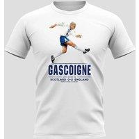 England Men's Mens Paul Gascoigne Player T-Shirt in White | Size: 2XL