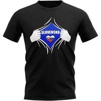 Slovakia Men's Mens Chest Badge T-Shirt in Black | Size: Small