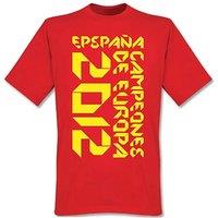 Spain Men's Campeones De Europa Origami T-Shirt in Red | Size: 2XL
