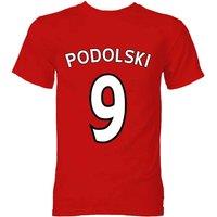 Arsenal FC Men's Lukas Podolski Hero T-Shirt in Red | Size: 2XL