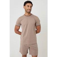 Threadbare Men's Contrast Binding Short Lounge Set in Stone | Size: Medium