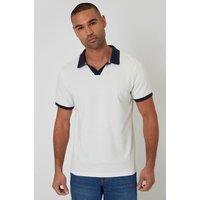 Threadbare Men's Trophy Neck Waffle Polo Shirt in White | Size: 2XL