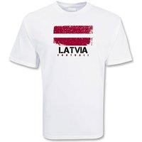 Latvia Men's Football T-Shirt in White | Size: Large