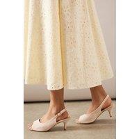 Good For the Sole Women's : Wide Fit Evelyn Peep Toe Sling Back Heeled Sandals in Neutral | Size: 3