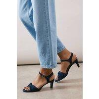 Good For the Sole Women's : Wide Fit Trisha Two Part Heeled Sandals in Navy | Size: 4
