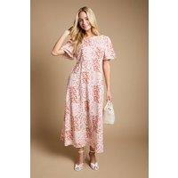 Dorothy Perkins Women's Angel Sleeve Seam Detail Midi Dress in Floral | Size: 16