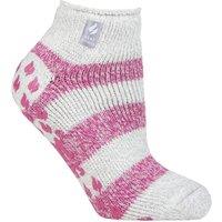 SOCKSHOP Heat Holders Women's 1 Pair 2.3 TOG Patterned & Striped Ankle Slipper Socks in Light Grey | Size: 4-8