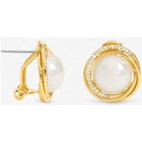 Jon Richard Women's Gold Plated Crystal Halo & Pearl Clip Earrings