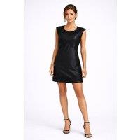 Cutie London Women's Faux Leather Embroidered Shift Mini Dress in Black | Size: 10
