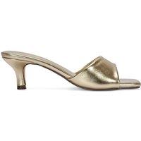 XY London Women's 'Pearl' Square Toe Stiletto Kitten Heel Mule Sandals in Metallic Gold | Size: 5