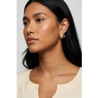 MUCHV Women's 18K Gold Textured Crinkle Stud Earrings - 23mm