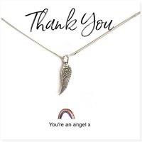 Aye Do Gifts Women's Angel Wing Necklace on Rainbow Thank You & Gift Card in Silver | Size: 16 inches